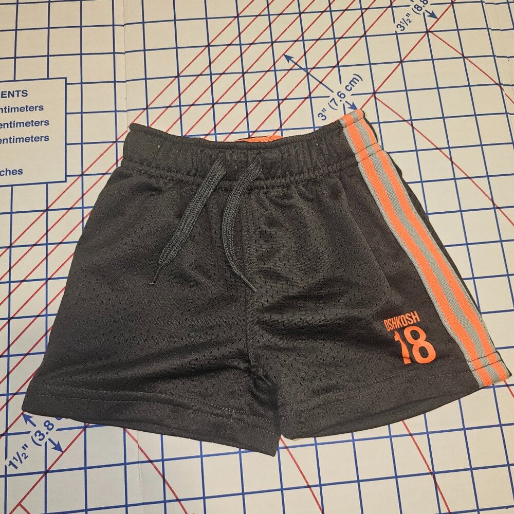 EUC | OshKosh B'gosh | 18M | Black Mesh Athletic Shorts with Orange Stripe